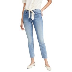 Mother Denim The Mid-Rise Dazzler Crop Fray Jeans Size 25 Blowing Kisses Wash